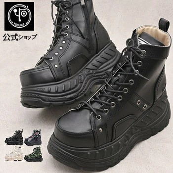 公式SHOP特典キズ補修液付 / ヨースケ 厚底スニーカー メンズ ハイカット 歩きやすい 8cm 台形 厚底ソール