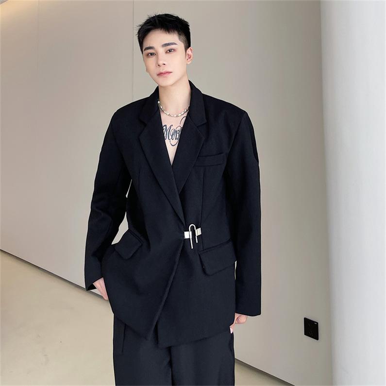 メンズ カジュアルスーツ テーラード ブレザー コート ジャケット 長袖 アウター 公演 クラブ 白黒 制服 無地 ダンス発表会 舞台衣装 外套 男子服 上着