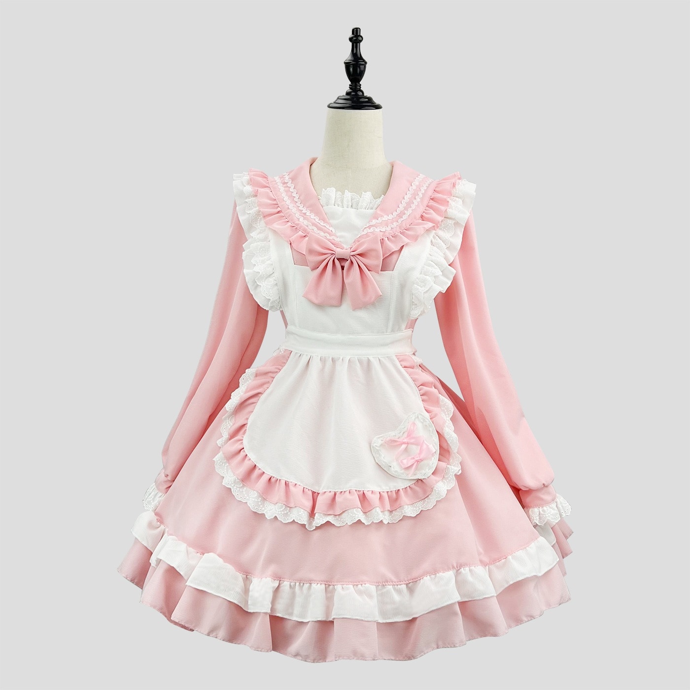 新しい毎日の日本の甘い大学のセーラー服COSメイド服長袖ドレスメイドエプロンスーツ