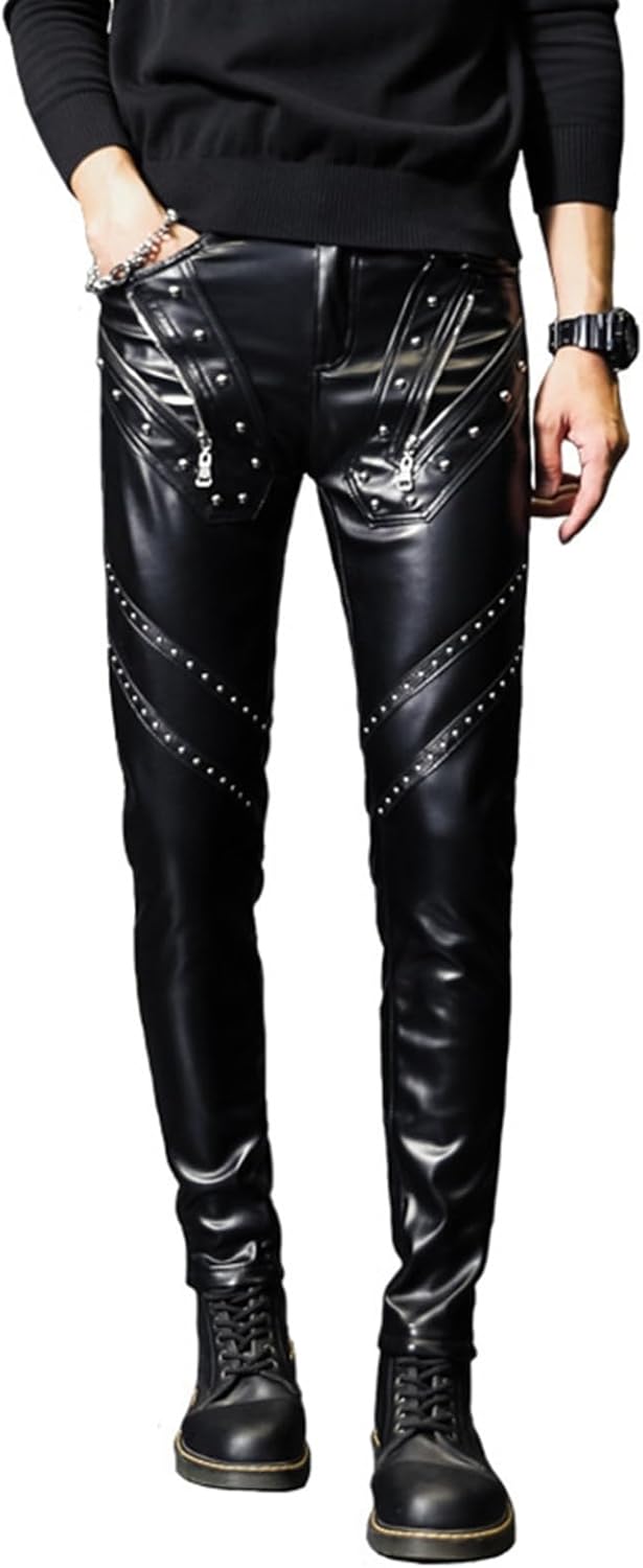 レザーパンツ 皮パンパンツ メンズ スキニー 美脚 ストレッチ ズボン ロングパンツ 秋物 秋冬 オトコ 切り替え ライダースパンツ 大人 ストリート オリジナル 厚手 おしゃれ 復刻 アメ 6,353円