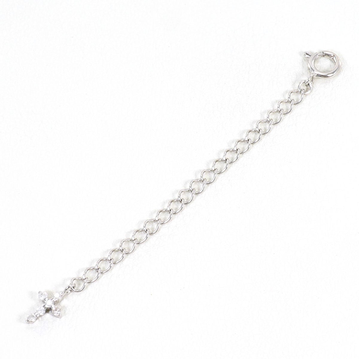 K10 10金 WG ホワイトゴールド アジャスター ダイヤモンド 0.05 ct 総重量約0.4g 約5cm レディース 中古