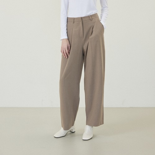 Classic One Tuck Wide Span Slacks [MOCHA BROWN]