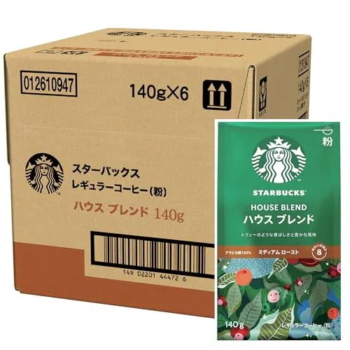 スターバックス レギュラーコーヒー 粉 ハウス ブレンド 140g×6袋 レギュラーコーヒー ミディアム ロースト