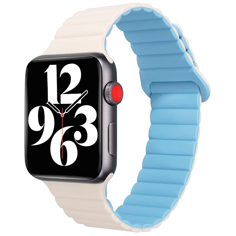 BinGeLi コンパチブル アップルウォッチ バンド シリコン 磁吸引式ループ 自由調整 Apple Watch バンド スポーツバンド 磁気素材 耐衝撃 防汗 肌にやさしい 交換ベルト38mm 4