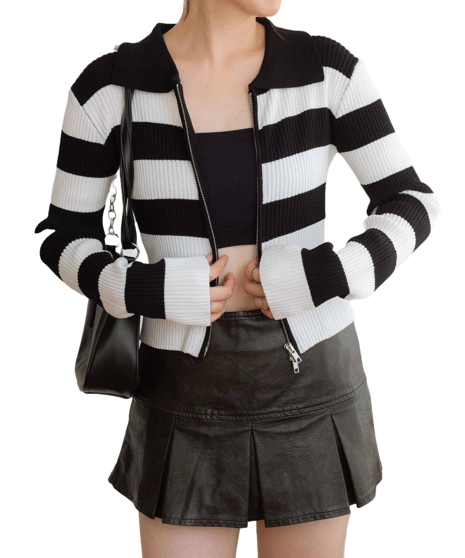 カーディガン 長袖 ジップ コンパクト ニット カーデ 服 秋服 冬服 ショート丈 カジュアル 韓国 大人 ガーリー ギフト プレゼント 春 秋 冬 レディース