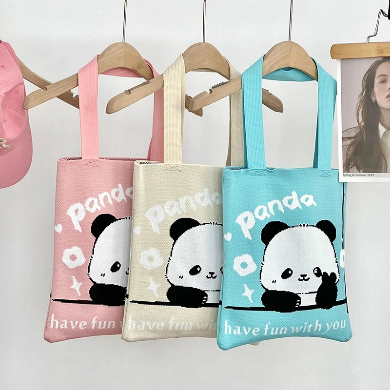 パンダデザインニットトートバッグ (T)