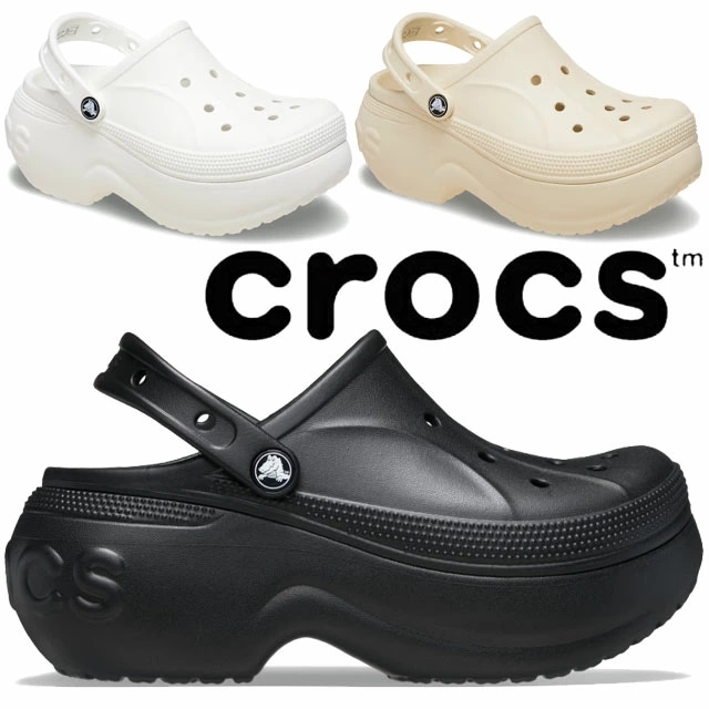 クロックス レディース 厚底 クロッグサンダル ベラクロッグ シャワーサンダル サボサンダル チャンキーソール カジュアルシューズ シャワサン 210062 001 ブラック 黒 100 ホワイト 白