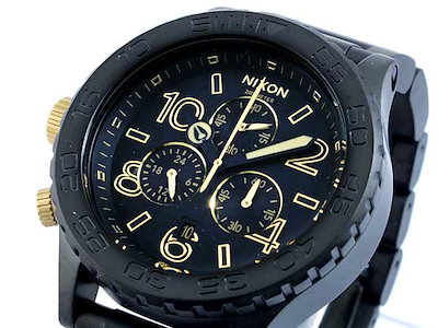 腕時計 NIXON ニクソン 51-30 クロノグラフ ブラック＆ゴールド ✨美品✨ Nixon 51-30 クロノグラフ 腕時計 ブラック ゴールド