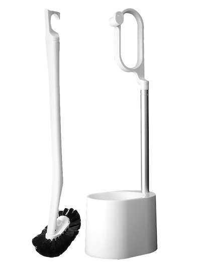 他サイト： 日本クリンテック Ka:z Clean トイレブラシ&スタンド W ホワイト 幅9.5cm 全長46cm 取って付きケース フチ裏に届く お手入の商品画像