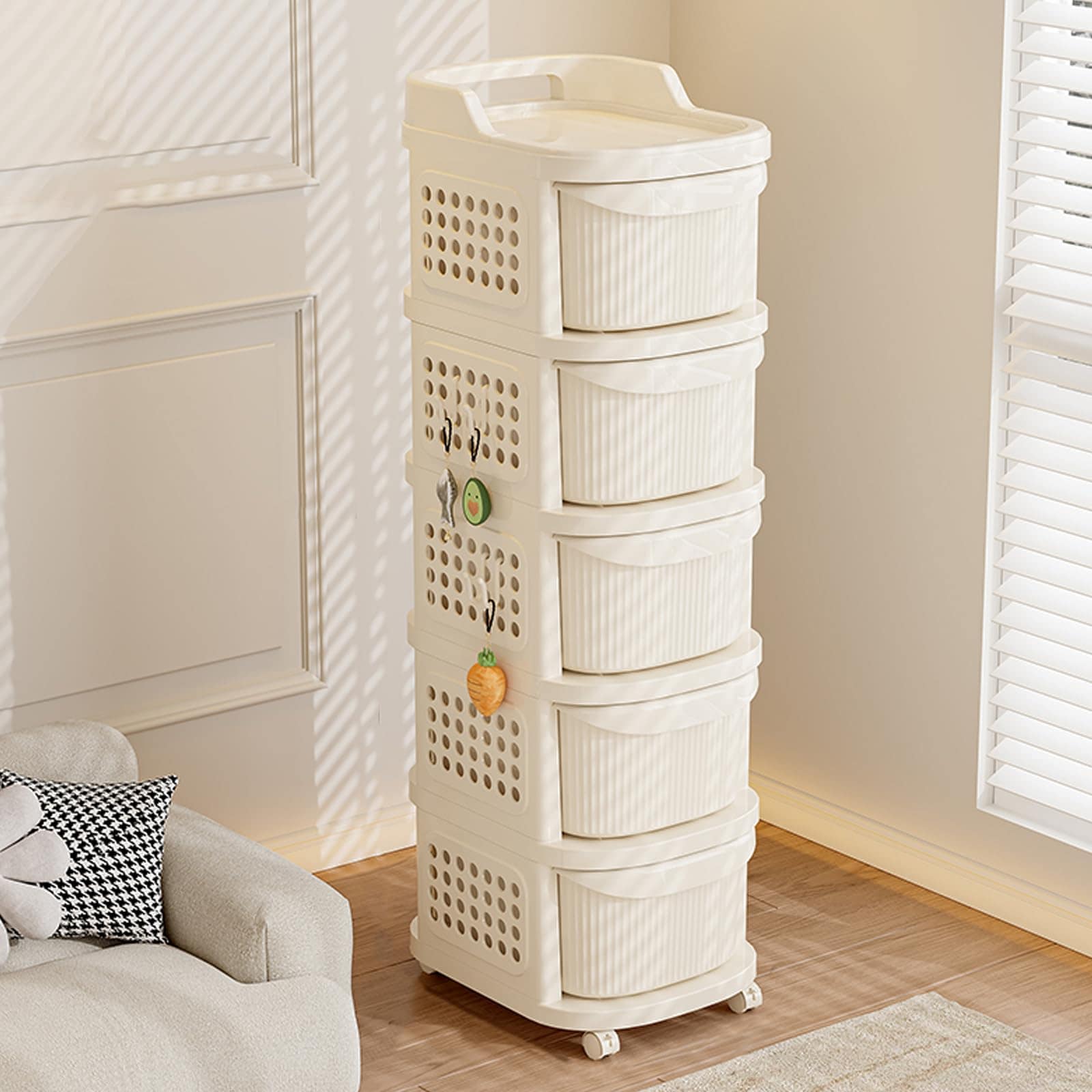 [Brodio] 多層収納ワゴン 2-5段（組立簡単） 引き出し キッチンワゴン キャスター付き 軽量 隙間収納 ベッドサイドテーブル 収納ワゴン コーヒーテーブル 収納ラック 保管ケース すき間 移