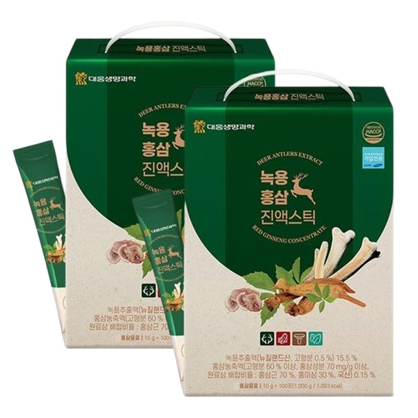 [デウン生命科学][1+1] 緑龍 紅参 エキススティック 汁 10g x 100包/2ボックス 200包 構成 / グローバル ヘルスケア 企業製品