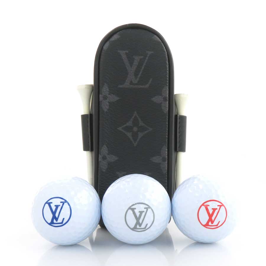 ルイ ヴィトン LOUIS VUITTON ゴルフボール ゴルフボールケース モノグラムエクリプス セット ゴルフ アンドリュース PVC ブラックグレー/ホワイト メンズ e61944i
