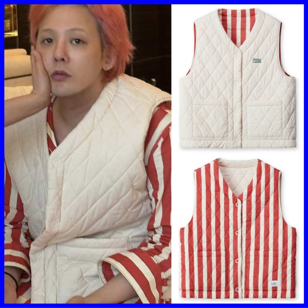 【公式正規品】 [G-DRAGON着用] 【SNAPPY CUDDLE】 Fluffy Croissant Vest (Vanilla) G-DRAGON ストライプ パジャマ ベスト コットン 19,536円