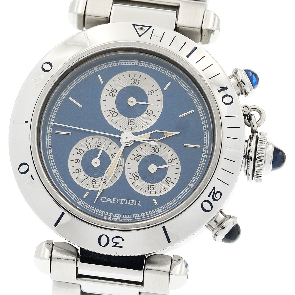 ジャンク カルティエ CARTIER W3100855 パシャ35 クロノリフレックス パーペチュアルカレンダー クォーツ ボーイズ _875230【中古】