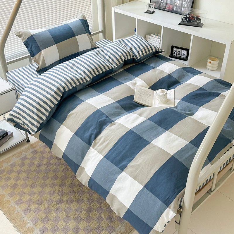 今の流行学生寮 綿シーツ・掛け布団カバー3点セット 学生寮 純綿寮 シングル寝具6点セット