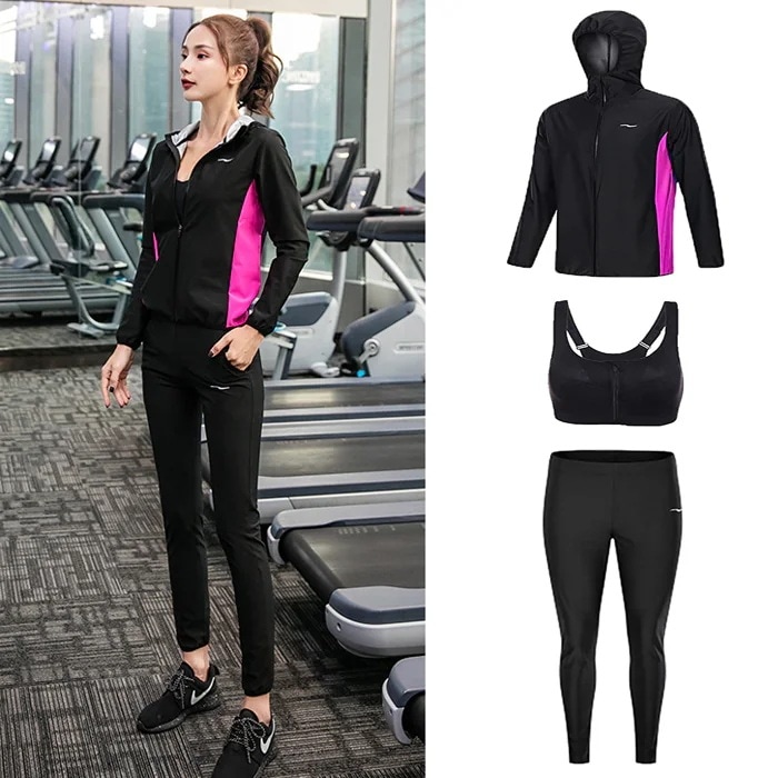 即日発送！３点セット サウナスーツ レディース ダイエット洗濯可 大量発汗 ランニング ウォー