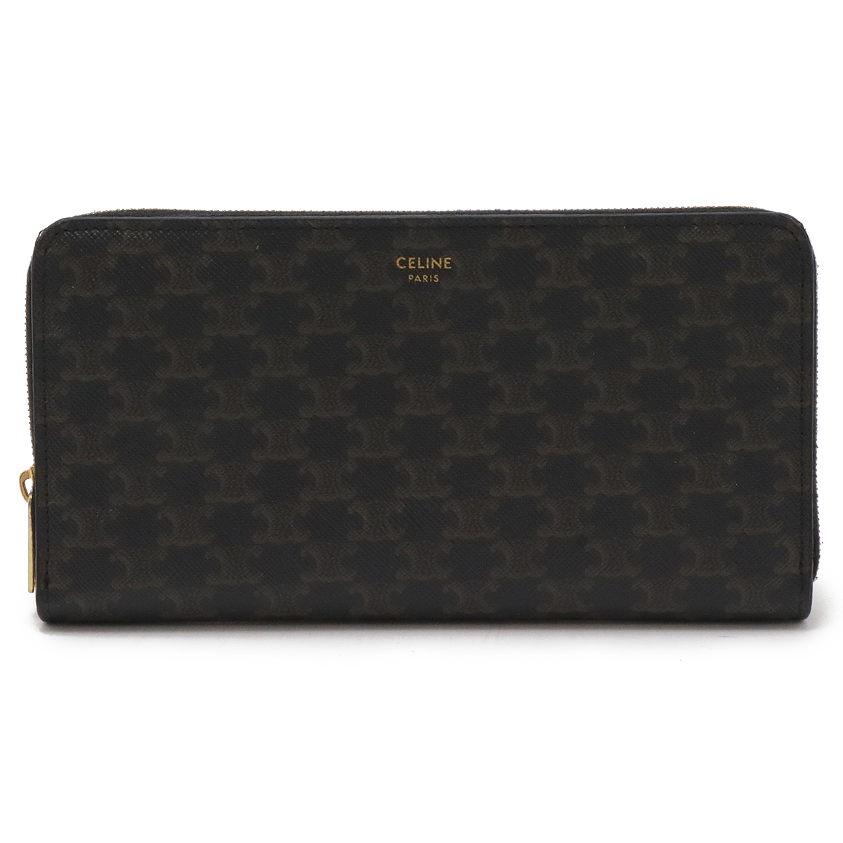 トリオンフ ラージ ジップウォレット ラウンドファスナー 長財布 コーティングキャンバス ブラック ゴールド金具 10B552BQ3.38N