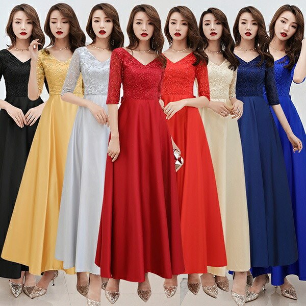 パーティードレスロングドレス締め上げタイプパーティードレス結婚式ワンピースフォーマルピアノ発表会