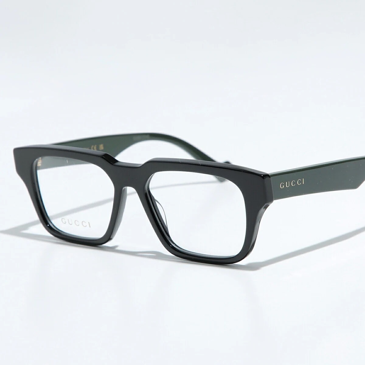 GUCCI グッチ メガネ GG0963O メンズ スクエア型 フルリム セルフレーム 黒縁 めがね 眼鏡 伊達メガネ ダテ アイウェア 005/Black-GreenTransparent