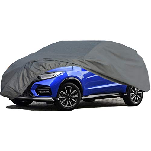 Softclub ボディーカバー 車カバー SUV対応 裏起毛 4層構造 防水防塵防輻射紫外線, 四季対応 グレー/不織布 (445*185*152CM, シルバー)