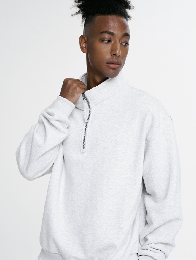 シンボル スウェット ハーフジップアップ (グレー)