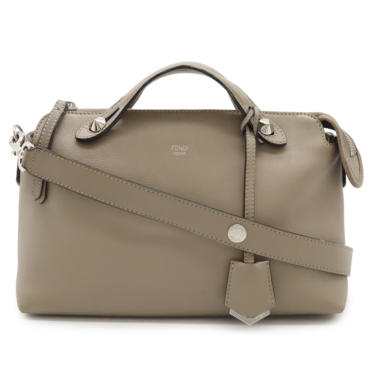 BY THE WAY バイザウェイ ミディアム ハンドバッグ 2WAY ショルダーバッグ レザー グレージュ シルバー金具 8BL12