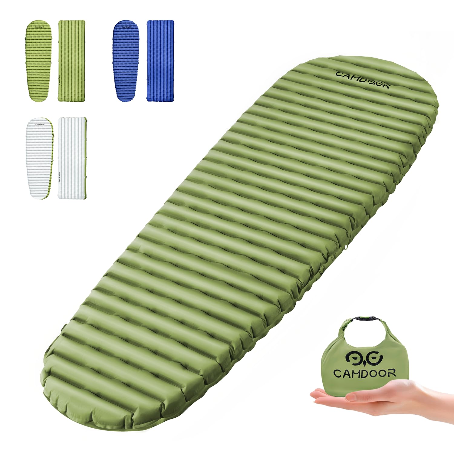 CAMDOOR 高R値6.8 インフレーターマット【4層断熱アルミシート・TPU防水・静音素材】エアーマット キャンプ 厚手10cm SGS認証 -25C使用可能 コンパクト キャンプ マット 登山
