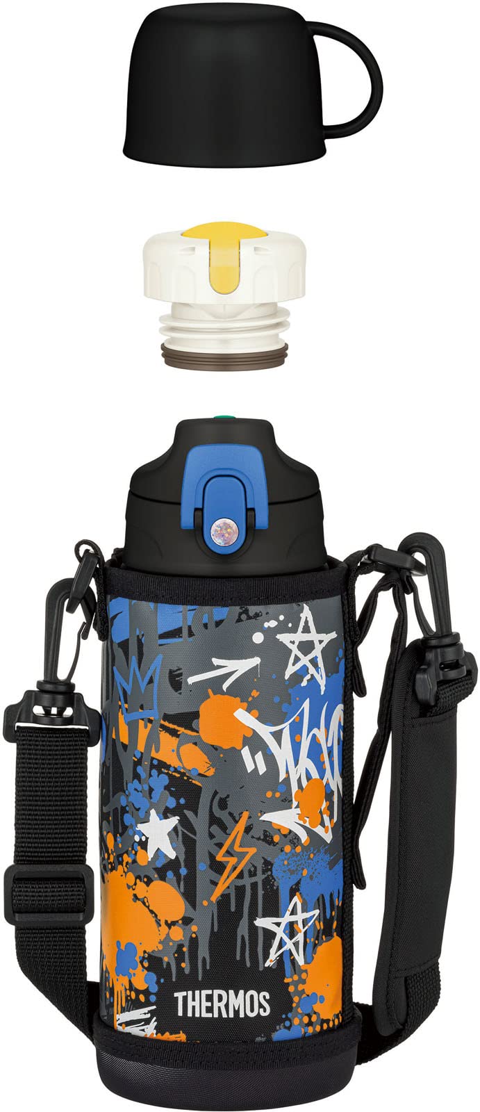 サーモス 水筒 真空断熱2ウェイボトル 0.8L/0.83L ブラックブルー 直飲み コップ付き 子供用 通園通学 FJJ-801WF BK-BL