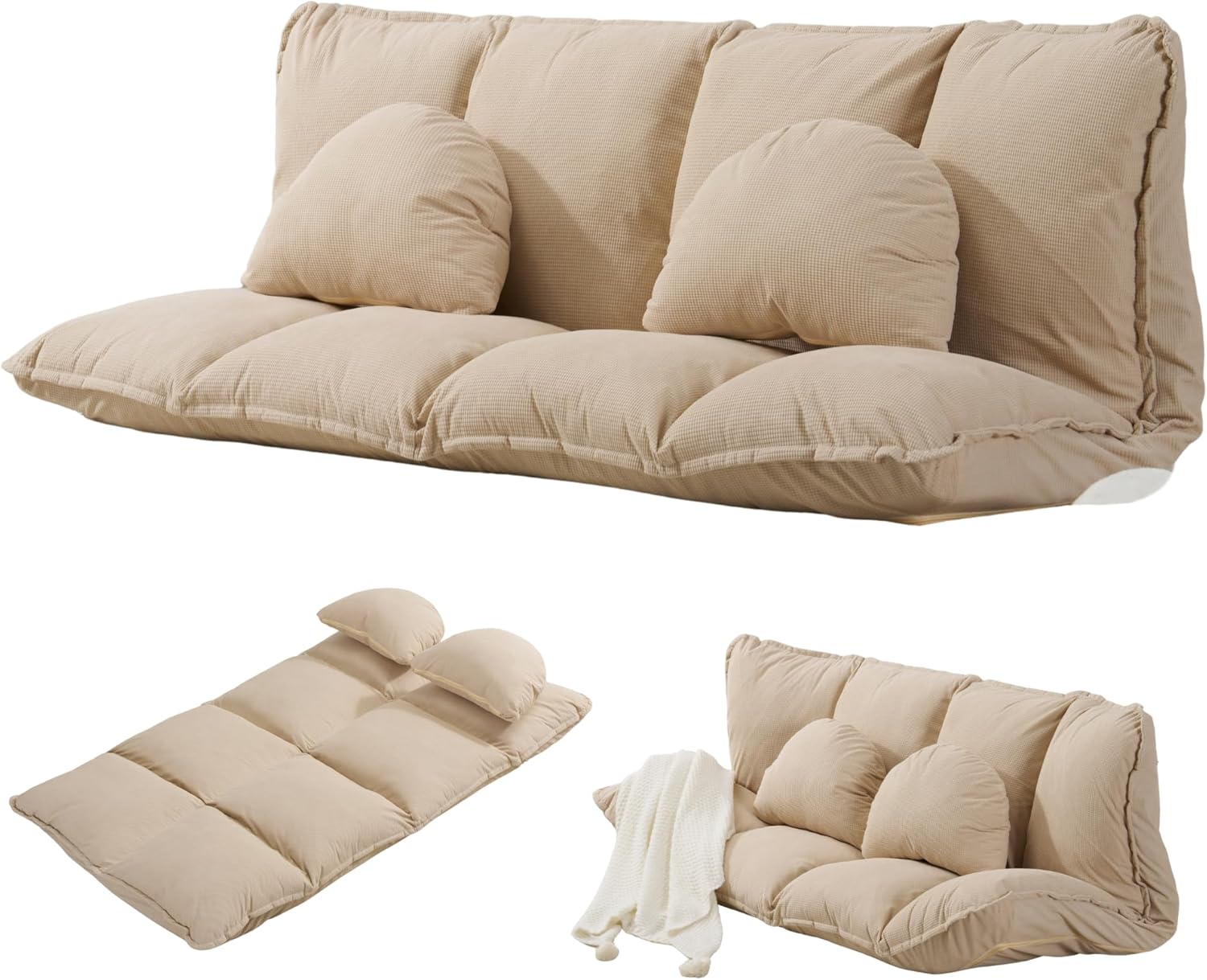 ソファーベッド ソファー ローソファー sofa bed 幅160×奥行き105 6段リクライニング可能 クッション付き コンパクトベッド 耐摩耗 人間工学 ソファ 疲れない
