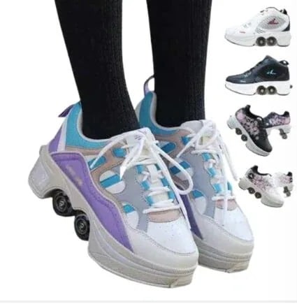 【急速出荷!】2way 輪収納できる ローラースケート スニーカー ローラーシューズ ローラースニーカー 運動靴 子供 レディース 大人 メンズ 4輪 ゴム製