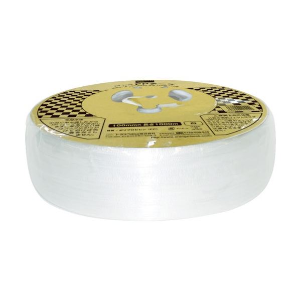 （まとめ）PPテープ 幅100mmx長さ1000m 白 メンコ付 TPPD-100W 1巻[x5]