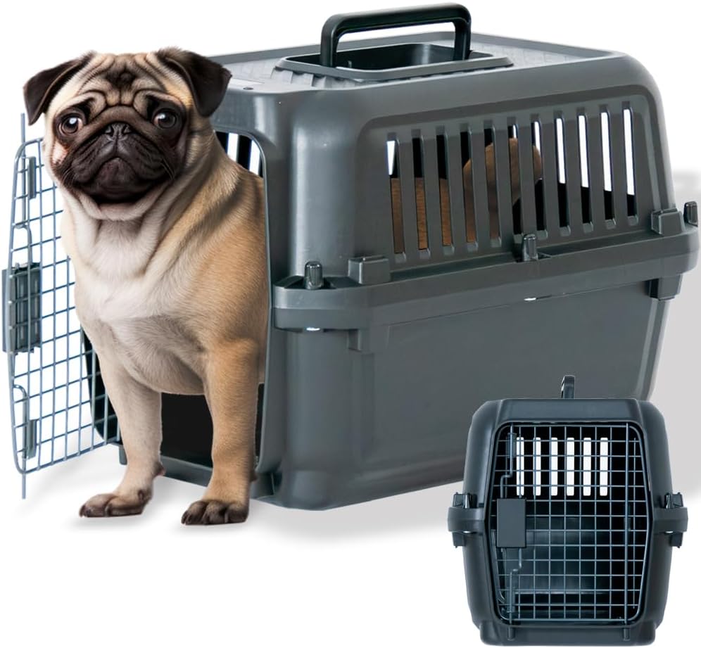 プチリュバン 左右両開きドア ペットキャリーDX50B ブラック M 外寸：幅33.5×高34×奥行50cm クレート ハード ペット キャリーバッグ 超小型犬 小型犬 猫 小動物 左右 両開き IA