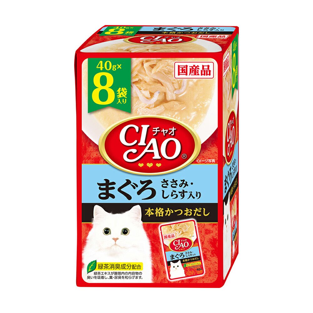 いなば　ＣＩＡＯ　チャオ　パウチ　８袋入り　まぐろ　ささみ・しらす入り　４０ｇX８袋X１２個　ＣＲＣ35―20―20―10―40