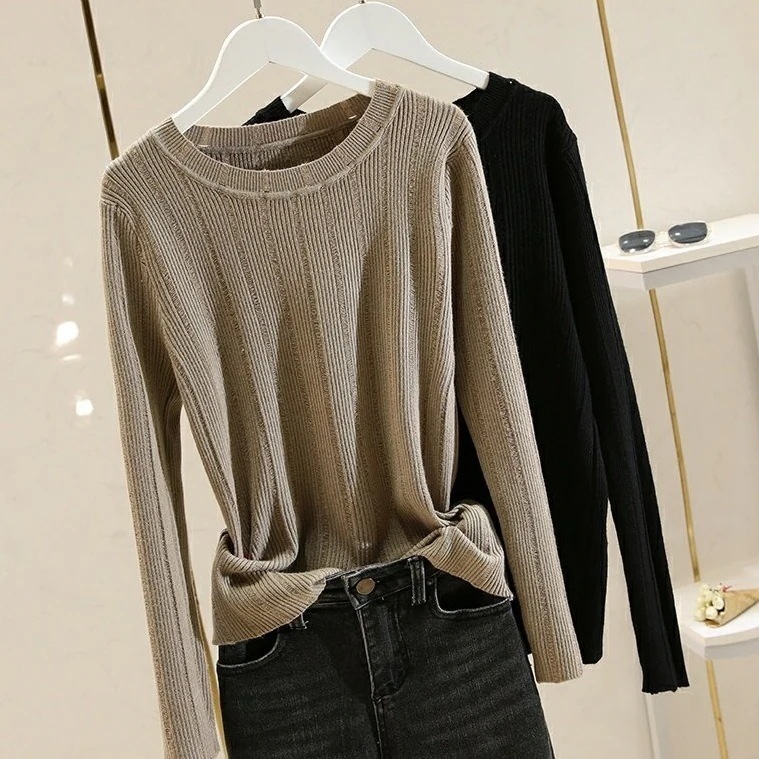 トップス ニットソー セーター ショート ショート丈 長袖 萌袖 ラウンドネック スリム タイト ストレート リブニット 伸縮性 ニット かわいい 大人可愛い きれいめ シンプル 大人 上品 おしゃれ