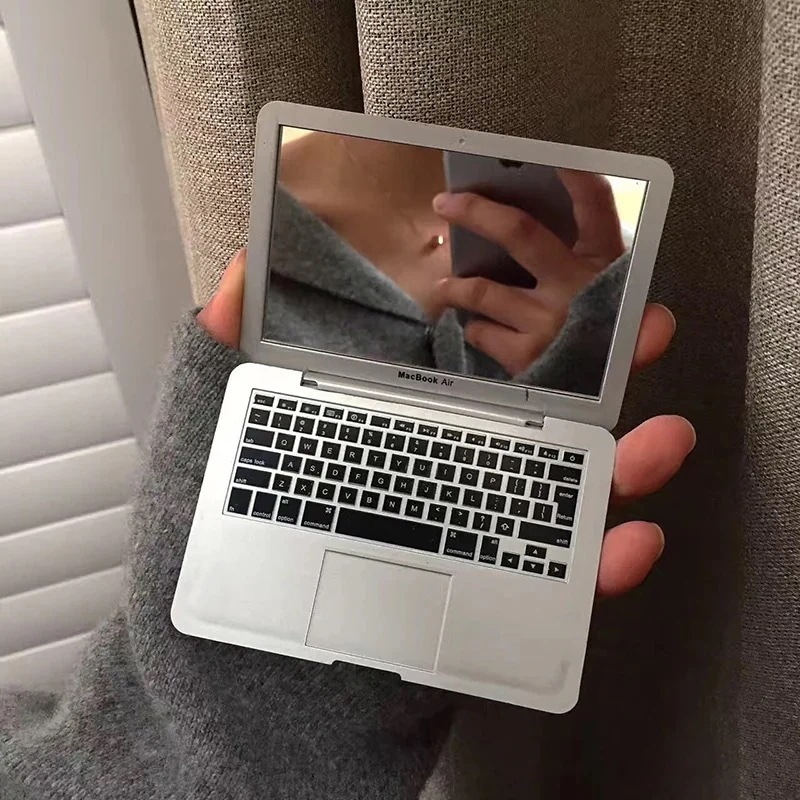 1つ買うと10個無料Mac ミラーミニポータブルミラークリエイティブ Apple ラップトップ形状ポータブル折りたたみ小型化粧鏡99