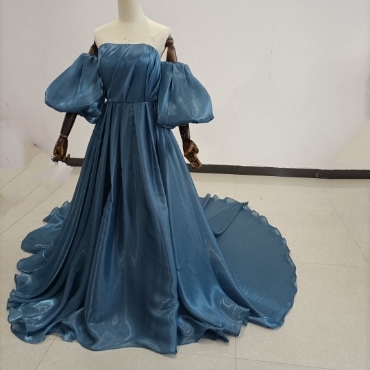 人気上昇！カラードレス パーティードレス ベアトップ 取り外し 姫袖 /結婚式/披露