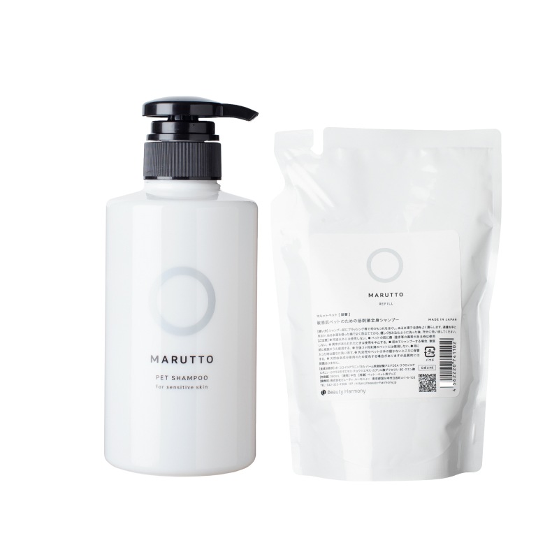 マルットペットお得なボトル＋詰め替えセット 400mL +350mL 獣医推奨 猫 犬 シャンプー 無添加 無香料 長毛種 ペットシャンプー 香料0.00% かゆみ フケ 肌荒れ に　犬猫兼用