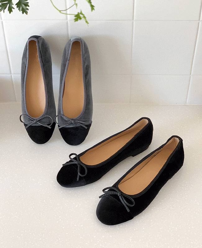 [MILOVANY] ロートン ベルベット ツートン リボン フラット1cm