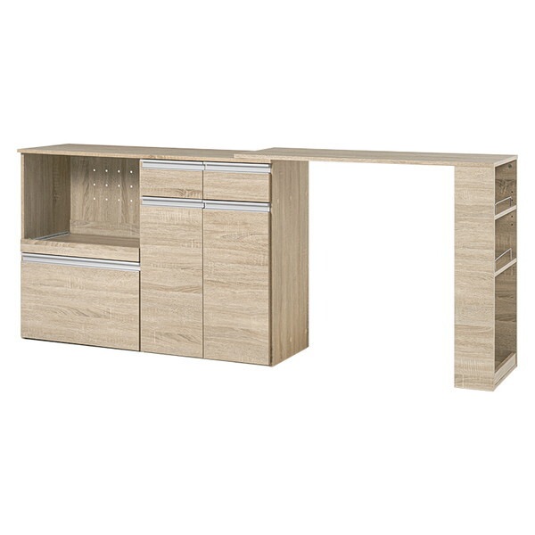 VKC-7156NAOS 伸縮キッチンカウンター(収納庫タイプ) ナチュラル メーカー直送