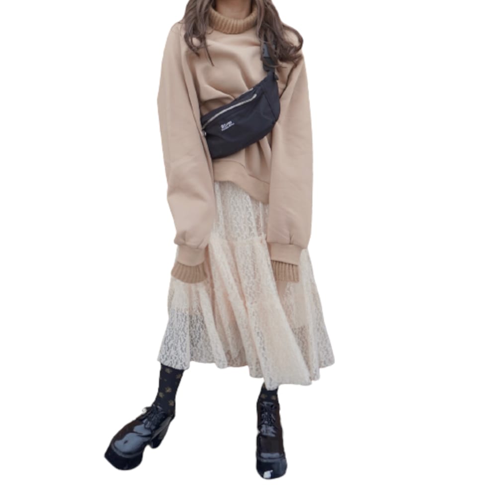 Knit Rib Oversized Sweat PO (Light beige)　A.D.G レディース トップス