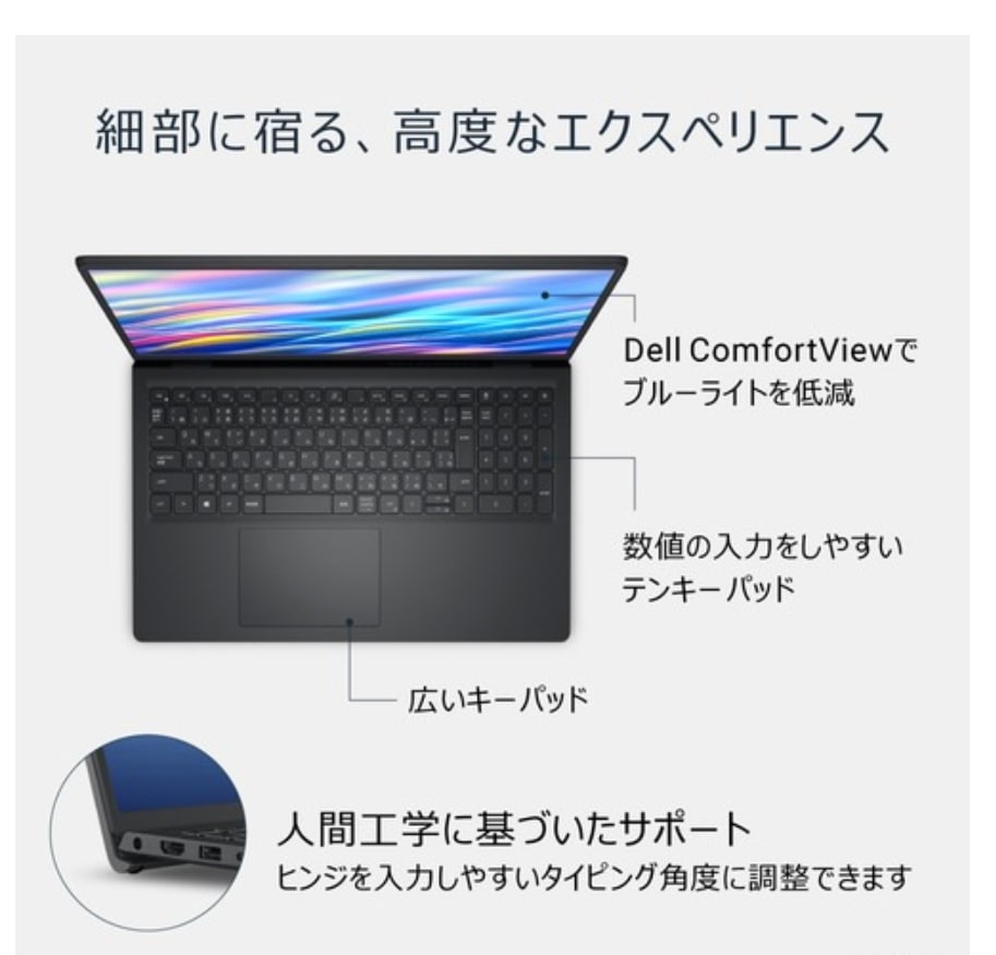 Dell 15 DC15250 Core 3 100U�E������8GB�E512GB SSD�EOffice���ڃ��f��