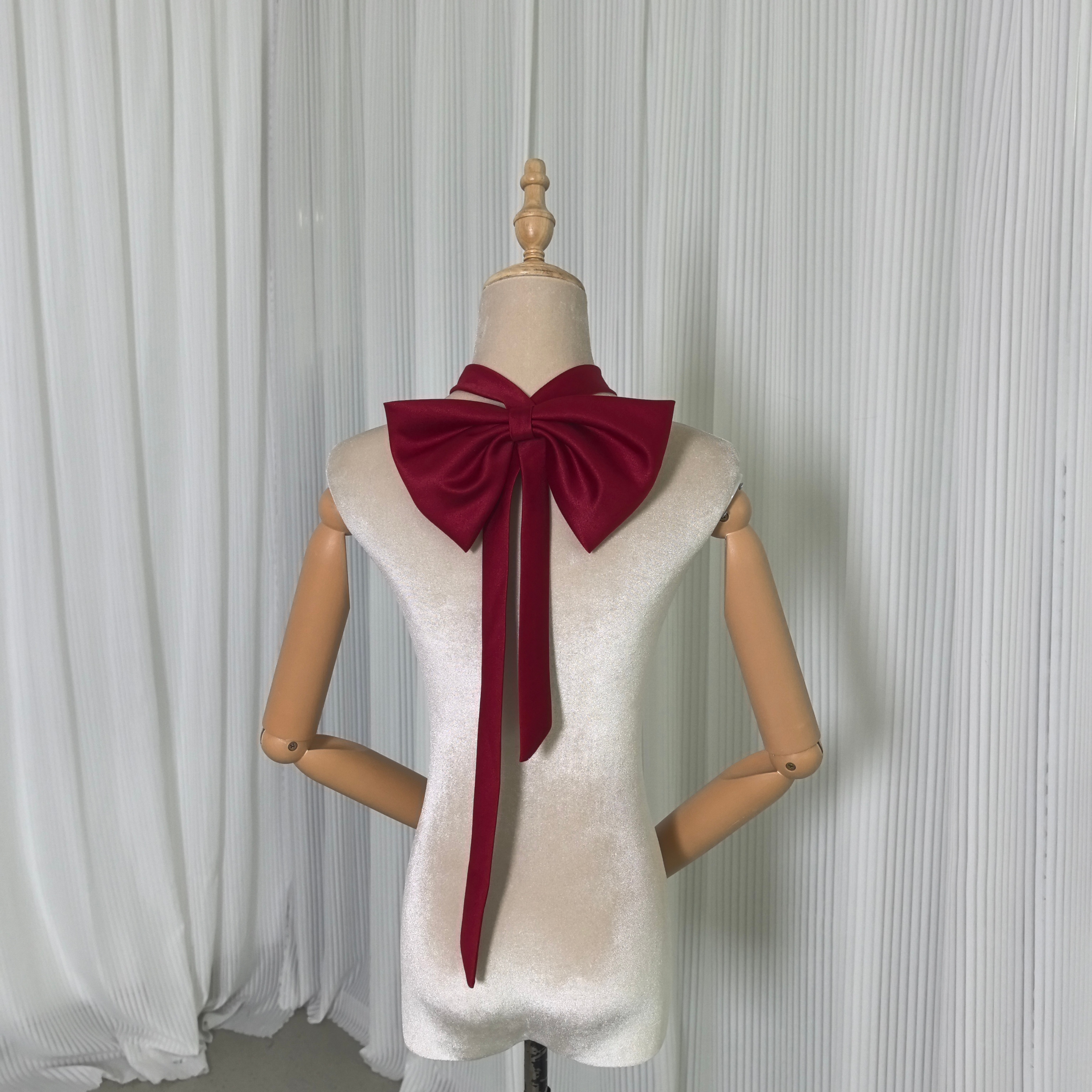 チョーカー型のリボン飾り ボルドー色 取り外し 可愛い 前撮り 披露宴 結婚式