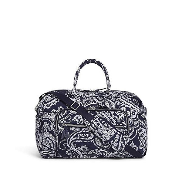 Vera Bradley Women s Performance Twill Compact Weekender Travel Bag， Deep Night Paisley Neutral， One