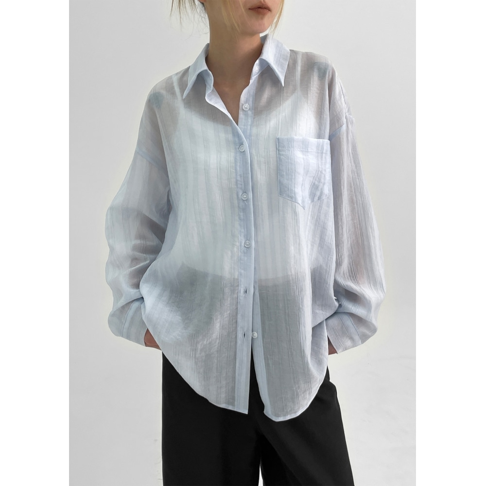 ブラックアップ DITA テンセルサマーストライプシャツ