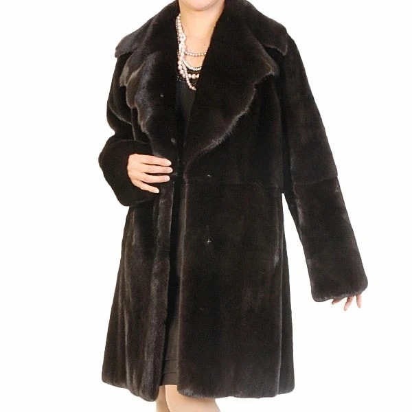 【1点限り】スカンブラックミンクコートテーラードカラーデザイン