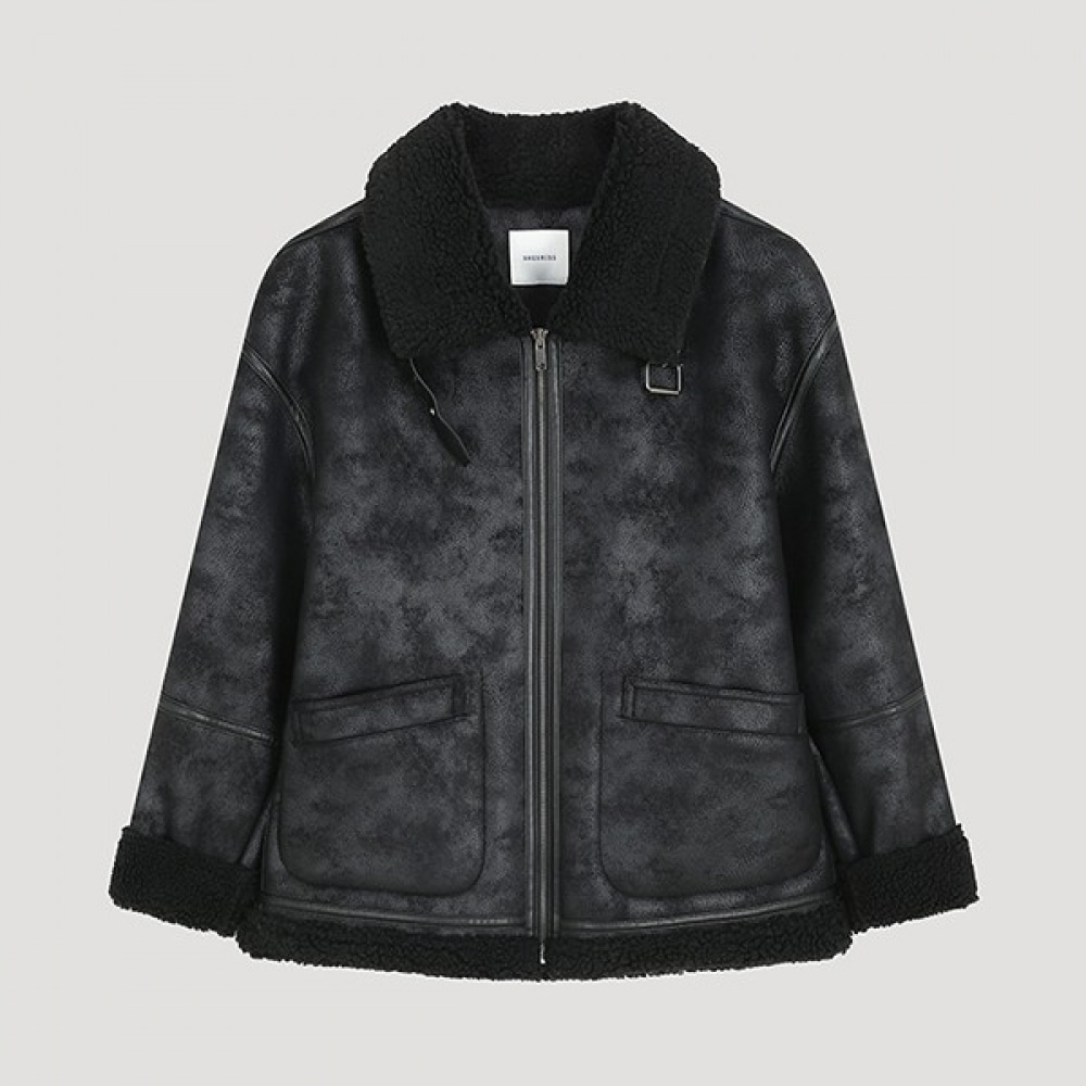 (シーズミス) ハイネックシアリングマスタングジャケット_swujko42010_BK