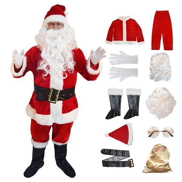 コスプレ 10点セット クリスマス衣装 メンズサンタクロース サンタ帽子 サンタウィッグ メンズ 豪華 サンタ コスプレ 髭 ヒゲ ひげ カツラ ウィッグ パーティー244