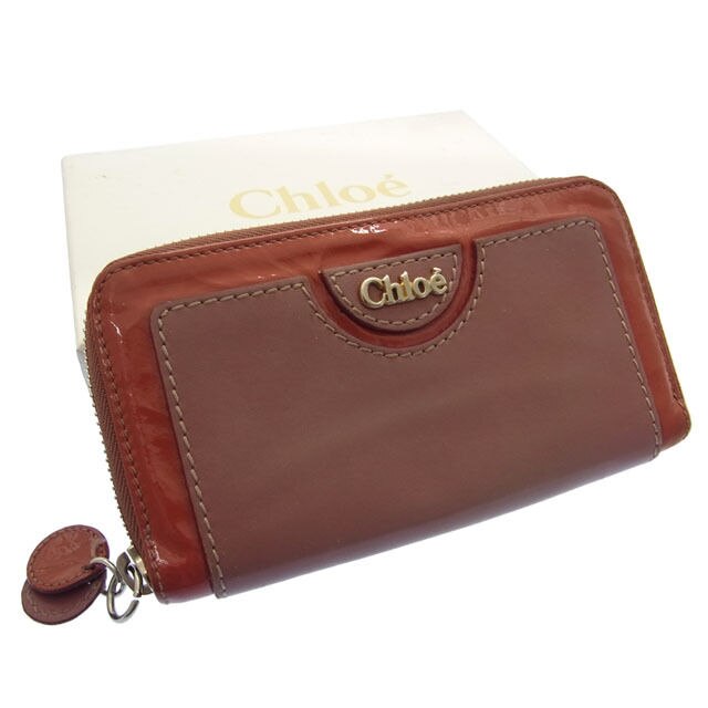 長財布 /ラウンドファスナー ロゴ /2配色＆ステッチ入り ダークパープル コーラルピンク 中古 25,823円