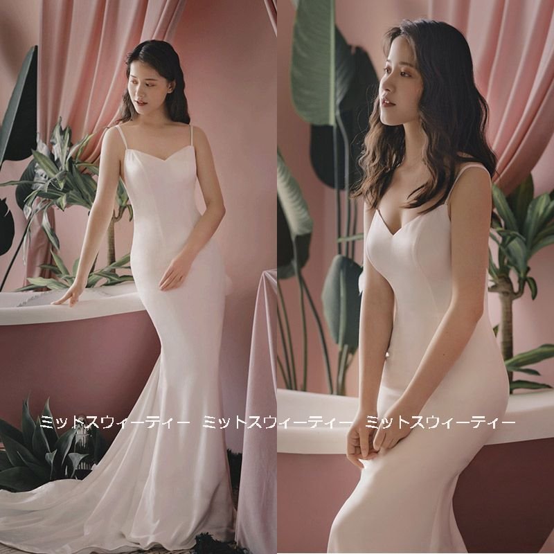 ウェディングドレス ロングドレス マーメイドライン キャミソール 結婚式 ウエディングドレス 二次会