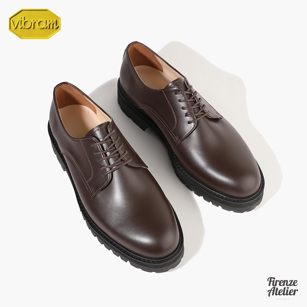 メンズ ビブラムソール 本革 ダービードレスシューズ ポストマンシューズ マーチンシューズ (BR)